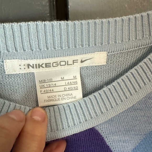 Nike Blue Crewneck Sweater with Geometric Design - Picture 3 of 4